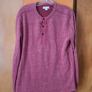 Mens J Crew Red Heathered Henley LS Shirt Medium